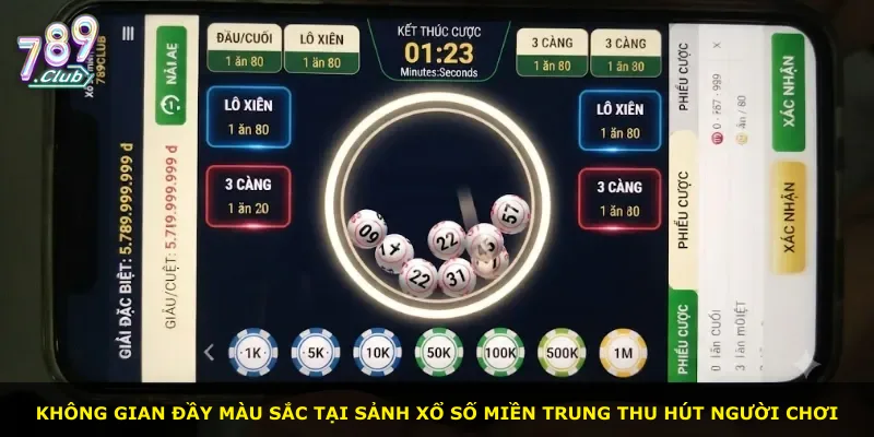 Không gian đầy màu sắc tại sảnh Xổ Số Miền Trung thu hút người chơi